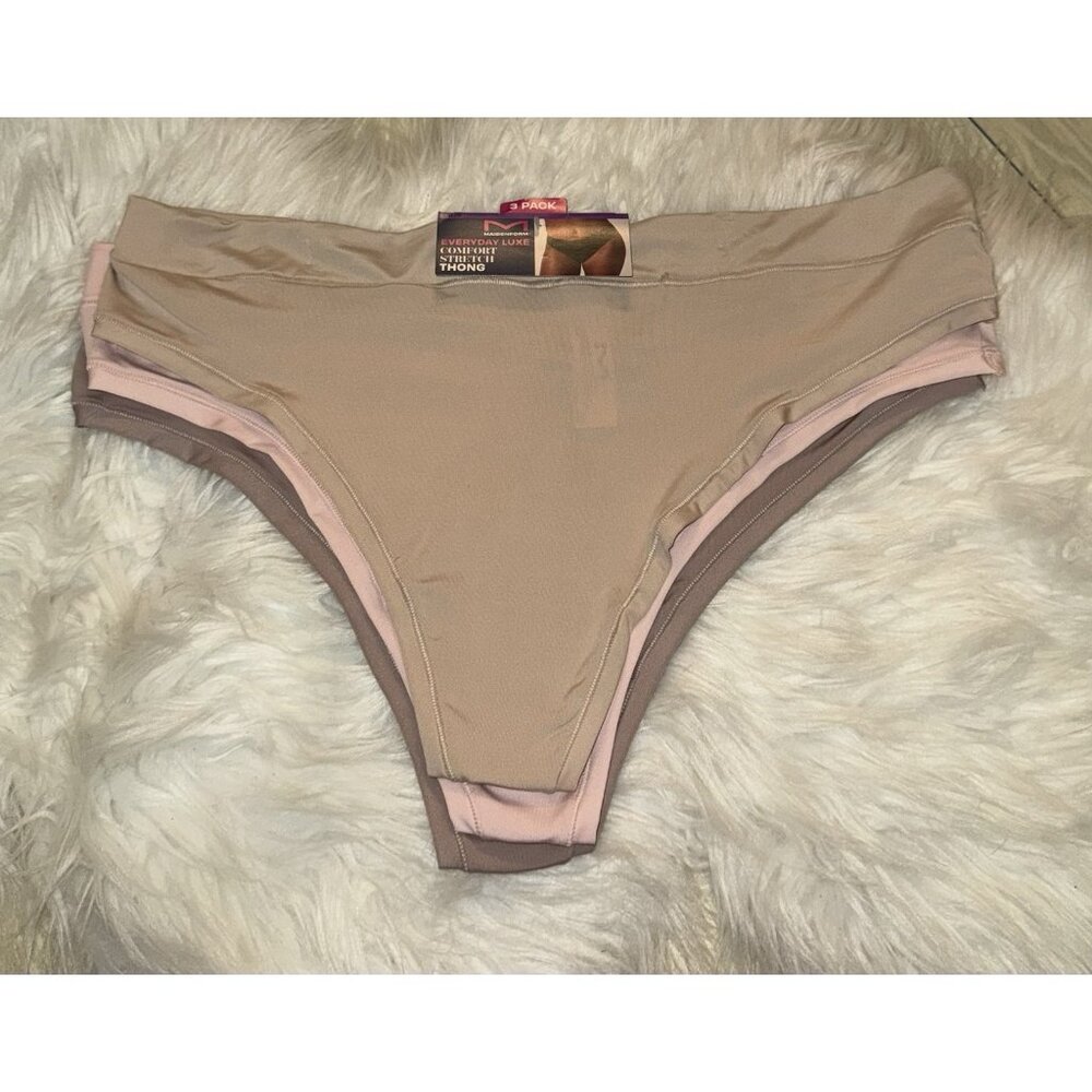 3 Pack Maidenform Everyday Luxe Comfort Stretch Thong Panties Womens 2XL DM3TTH